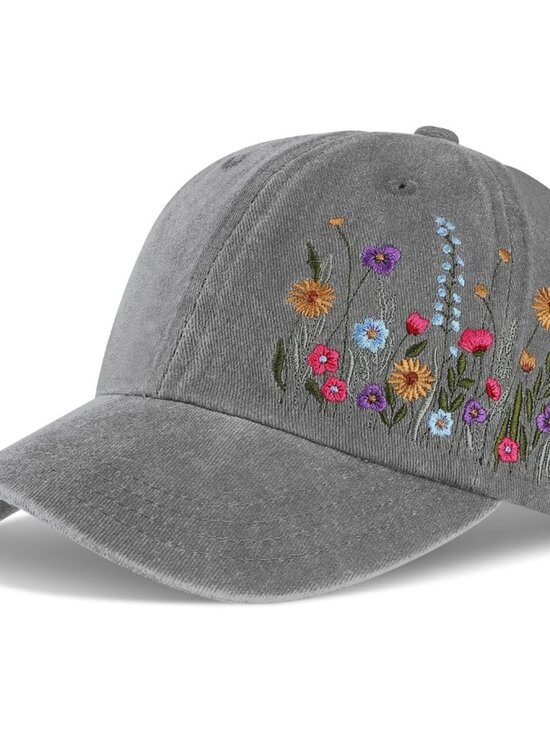 Women\'s Embroidered Baseball Cap Adjustable Soft Breathable Hats Elegant Floral main image 5